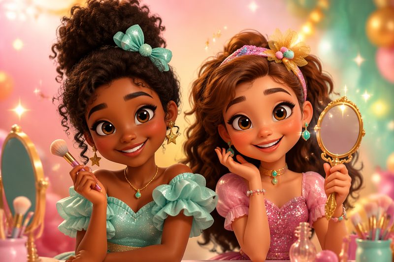 Ever After Studio cover art: two friends in colorful celebration outfits posing in a decorated photo studio